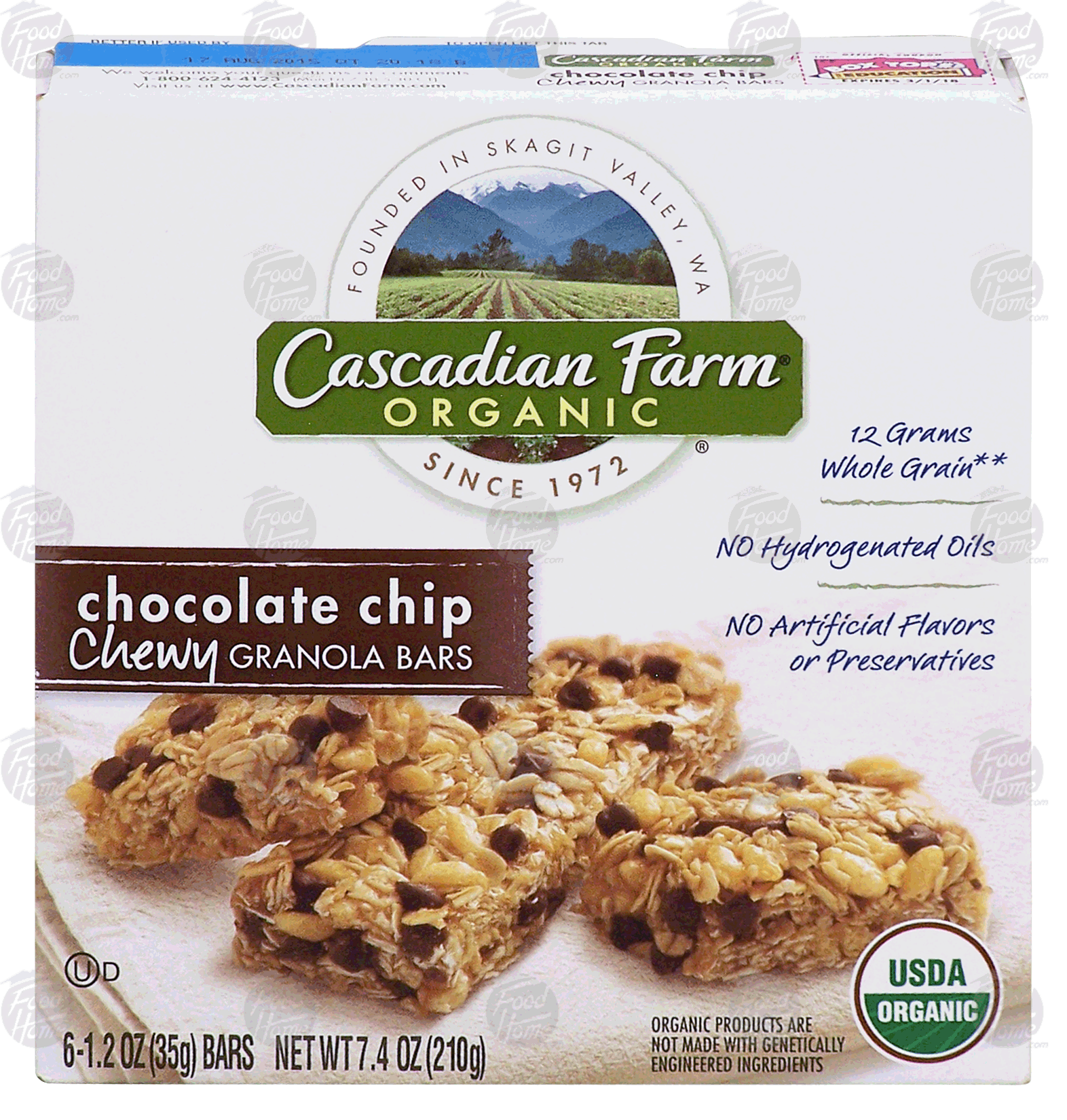 Cascadian Farm Organic chocolate chip chewy granola bars, 6 bars Full-Size Picture